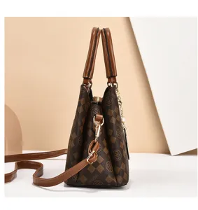 Elegante bolso de mano a cuadros marrones para mujer bolso cruzado con asa superior.