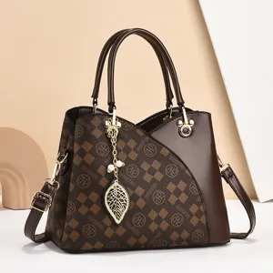 Elegante bolso de mano a cuadros para mujer, gran bolso de hombro y cruzado para diario.