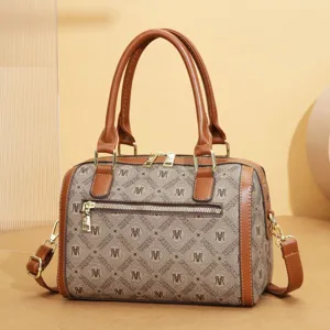 Women retro boston pillow bag, PU leather vintage shoulder crossbody handbag for daily use.