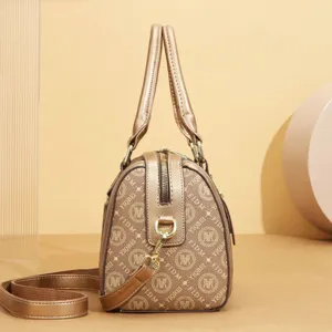 Chic vintage style women handbag with top handles and shoulder strap for daily casual wear.