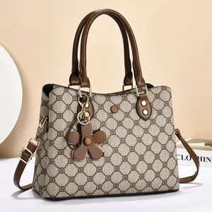 Women Fashion Bucket Bag Vintage Geometric Monogram PU Leather Shoulder Crossbody Bag Casual Handbag Tote Bag