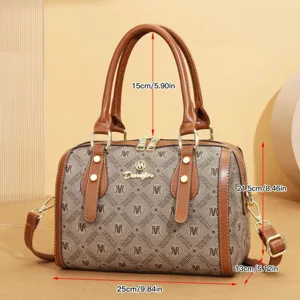Women vintage monogram pillow handbag luxury style top handle shoulder crossbody bag 25cm