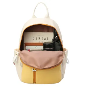 Stylish colorblock oxford cloth backpack for women with large capacity, ideal daily use.