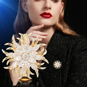 Luxury crystal snowflake ring crystal statement jewelry for women elegant party fashion accessory