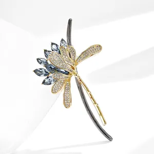 Elegante broche de flor de loto de cristal pin de metal de moda accesorios de ropa unisex