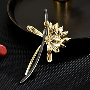 Broche de flor de loto cristal oro plata elegante brillante accesorio de moda ideal para regalo