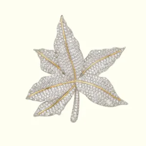 Equisite Ahornblatt Strass Brosche Nadel, glänzender Kristall Luxus Anzug Schmuck Zubehör.