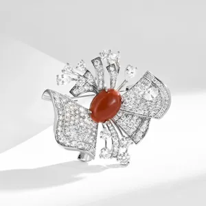 Élégante broche nœud en zircone micropavé accessoire de manteau femme géométrique
