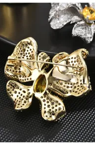 Elegant zircon butterfly brooch luxury gold bow corsage delicate women jewelry accessory