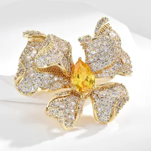 Luxury Zircon Butterfly Bow Brooch Elegant Sparkle Rhinestone Corsage Accessory New