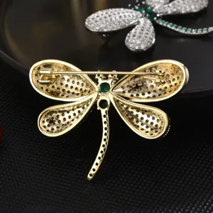 Elegant crystal dragonfly brooch pin featuring sparkling cubic zirconia for women apparel accessories
