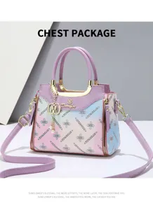 Sac à main imprimé en dégradé pour femme, sac bandoulière polyvalent et élégant pour le bureau.