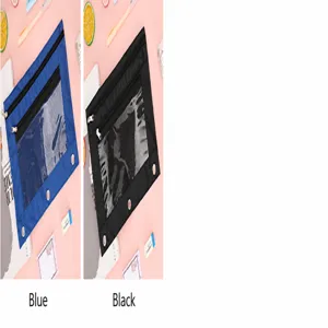 Trousse a crayons en maille a 3 anneaux tissu Oxford sac de document papeterie rangement
