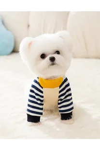 Lindo otoño invierno a rayas mascota perro ropa polar cálido gato ropa suave acogedor