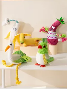 Cute plush dog squeak toys interactive pet chew toys vegetable and animal designs