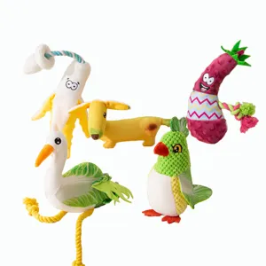 Cute Animal Plush Squeaky Toy Interactive Chew Teething Companion Toy For Dogs Cats Puppy Pet Supplies