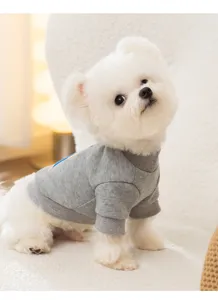 Cute winter dog sweatshirt grey pet clothes warm pullover for small dogs and cats comfy apparel