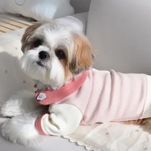 Maglione carino autunnale invernale per cani piccoli cuccioli, maglia rosa e bianca con nuvola.