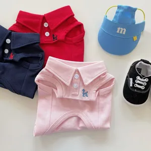 Sommer Atmungsaktives Haustier Polo T-Shirt Einfarbig Kurzarm Weste Süße Welpen Katzen Kleidung Kleine Hunde Bekleidung
