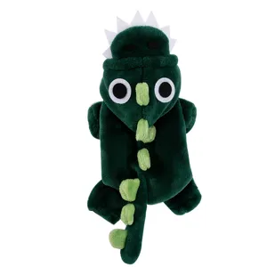 Warm flannel pet dinosaur costume for cats and small dogs cute four-leg warm outfit