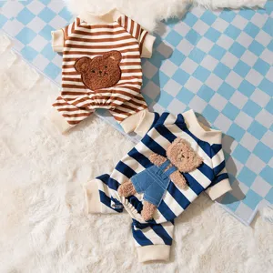 Schattig Berenpatroon Thermovleece Huisdier Vierbenige Kleding Warme Hondenpyjama Herfst Winter