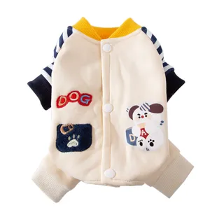 Sudadera de invierno de cuatro patas para perro con bonito bordado de cachorro cálida.