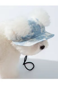 Joli chapeau de soleil en jean pour chien et chat, casquette réglable pour l'été et photos.