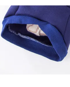 Cute pet dog sweatshirt detail cuff winter warm puppy cat clothes blue fleece inner design