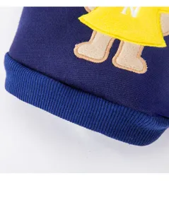Cozy winter dog sweatshirt with cute bear embroidery, blue pet clothes for small dogs and cats.