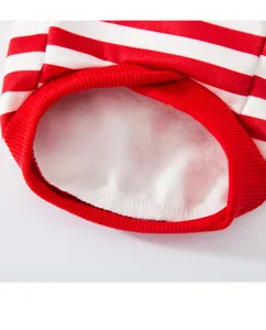 Sudadera de forro polar a rayas rojas y blancas para mascotas, ropa de invierno cálida