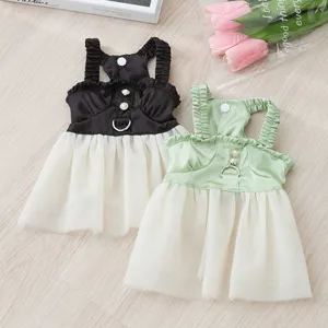 Verano mascota perro vestido encaje tirantes transpirable cachorro ropa gato princesa