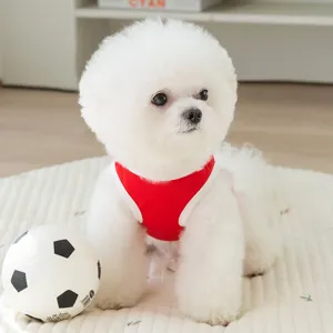Breathable summer dog sports vest pet clothing for small dogs and cats red and white