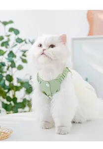 Lindo vestido de verano para mascotas gatos y perros, falda de malla transpirable con diseño verde.