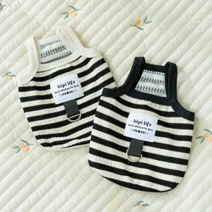 Summer Breathable Pet Dog Clothes Cute Striped Puppy Vest With D-Ring Small Dogs Cats Casual Apparel