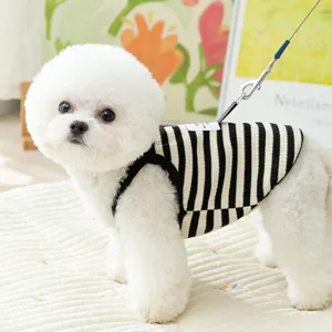 Summer striped breathable pet dog clothes cute puppy vest small dogs harness apparel