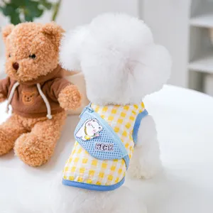 Carino gilet per cuccioli di cane con borsetta vestiti estivi per animali domestici maglia traspirante