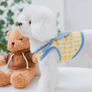 Gilet estivo carino per cani da compagnia a quadri gialli vestiti traspiranti vista principale