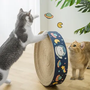 Corrugated Paper Cat Scratching Board Space Bear Print Wear-Resistant Cat Scratcher Pad Pet Furniture Protection Toy