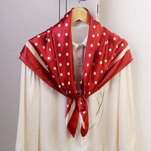 Women Satin Square Scarf Elegant Polka Dot Neck Scarf Lightweight Hair Scarf For Daily Commuting Headband