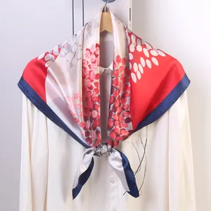 Hangzhou silk 90 large square scarf fashion travel sun protection satin silk scarf shawl.