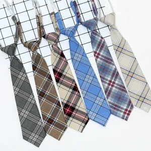 Japanese style JK plaid pre-tied short necktie cute uniform accessories for women and kids