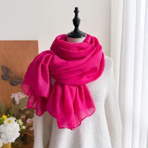 Women Winter Long Solid Color Cotton Linen Scarf Casual Warm Soft Shawl Fashion Wrap Apparel Accessories
