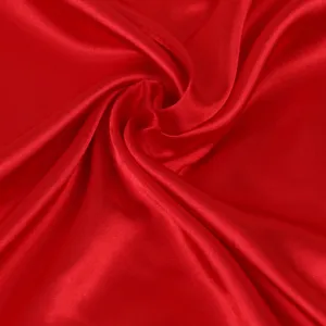 Elegant red satin square scarf for women, smooth silk neckerchief, spring autumn style.