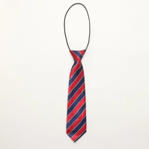 Children red and blue striped pre-tied necktie for school uniform and daily wear accessories.