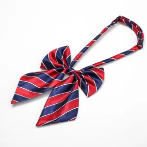 Kids School Uniform Bow Tie And Necktie Set Red Blue Striped Ribbon Bowknot For Students Party Costume Accessories