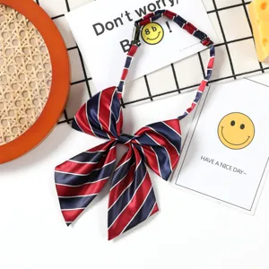Kids school uniform bow tie red blue striped necktie children cute adjustable neck wear