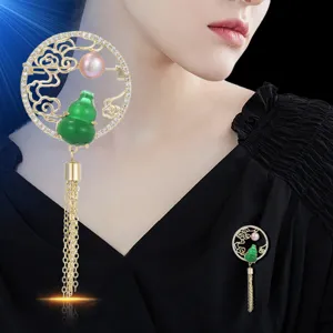 Spilla a zuppa stile cinese con perla nappa elegante corsetto strass per donne regali