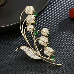 Spilla Mughetto di Lusso Elegante Cappito Abito Spilla Strass Zircone Fiore Corsetto Gioiello di Moda Regalo per Donne