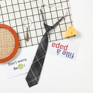 Japanese JK plaid pre-tied short necktie for women, cute school uniform collar.