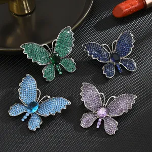 Broche Papillon en Strass Haut de Gamme Pour Femme Mode Épinglette Polyvalente Manteau Cardigan Corsage Accessoires Chic